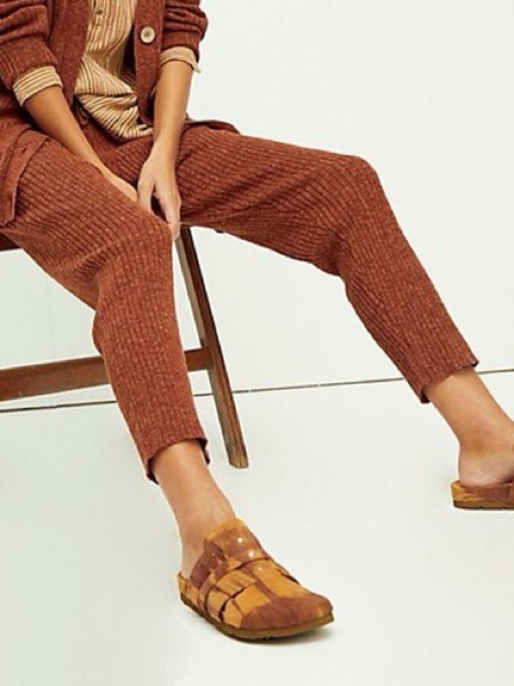 213. Free People Beach Ribbed Knit Pants in Rust